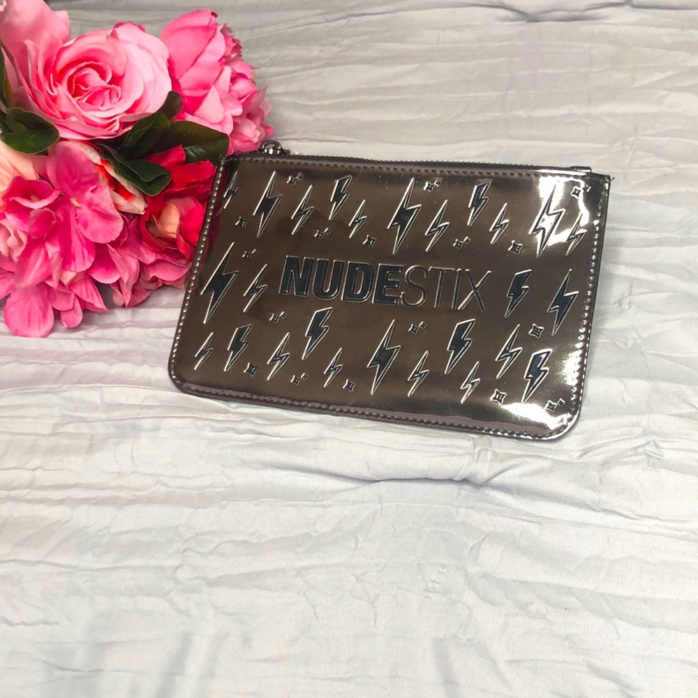 Nudestix Metallic Gunmetal Cosmetic Travel Bag New